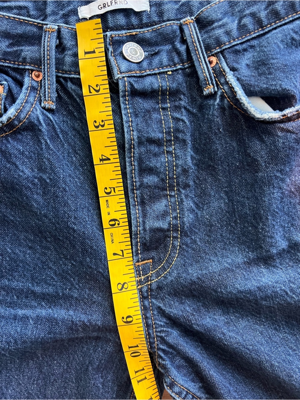REVOLVE GRLFRND Karolina Straight/ Skinny Jeans 100% cotton Moody Blues - Picture 7 of 11